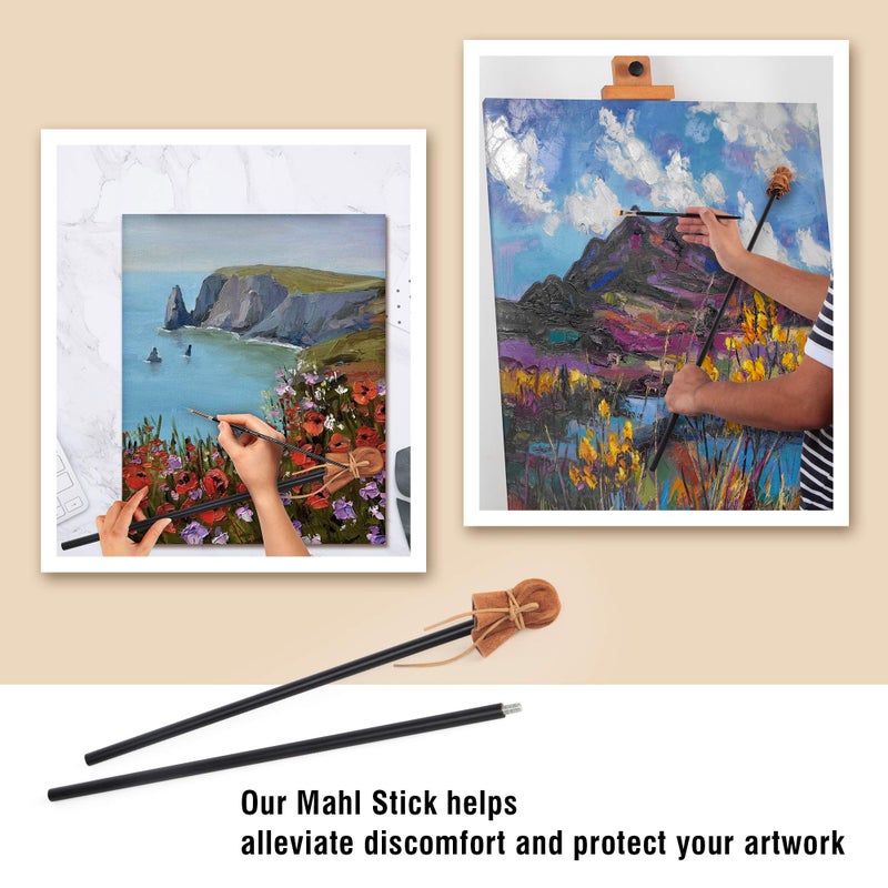 Falling in Art Mahl Stick for Steadying Painter Hand, 33 6/7 Inches in Length Aluminum Rod with Artificial Leather, Artists Painting Hand Rest Tool - Image 4
